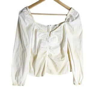 Veronica Beard White Zhou Ruched Puff Long Sleeve Ruched Sweetheart Top Size 0
